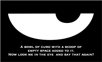 A bowl of curd with a scoop of empty space in it